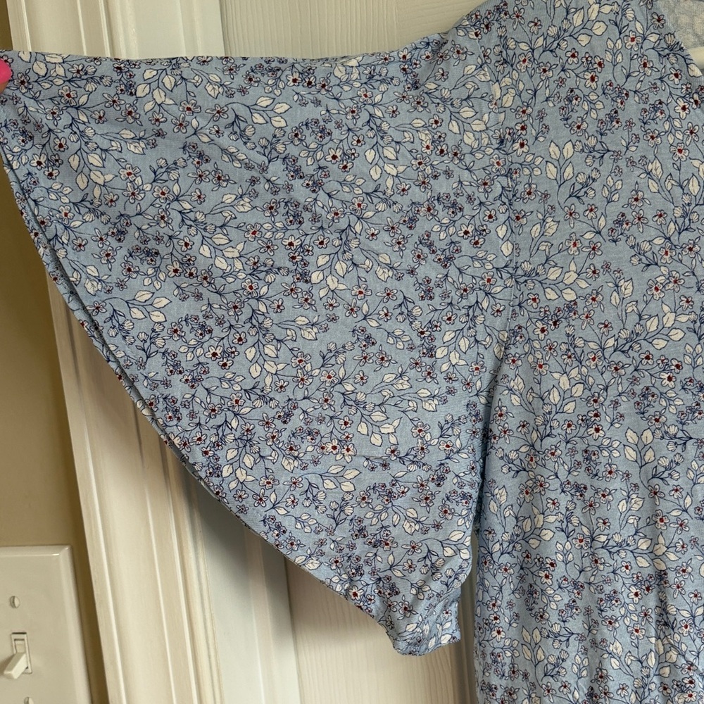 NWT LOFT Blue Ditsy Floral Smocked Mini Dress - Picture 5 of 11